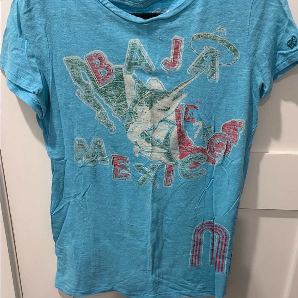 Vintage Chip & Pepper 100% cotton Baja Mexico Graphic Tee - Light Blue